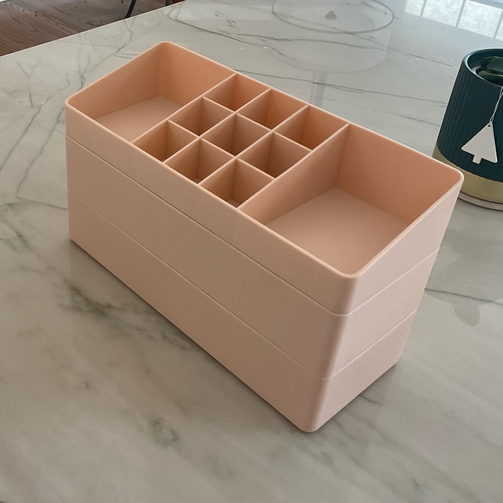 Home Essentials 3 tier stackable Make up organizer Peach